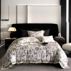 Premium quality 100% cotton plant digital printing green home textiles bedding set