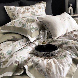 Premium quality 100% cotton plant digital printing green home textiles bedding set