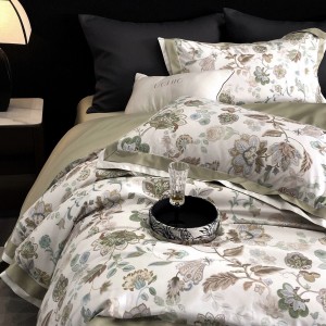 Premium quality 100% cotton plant digital printing green home textiles bedding set