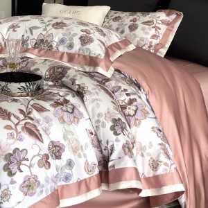 Premium quality 100% cotton plant digital printing green home textiles bedding set