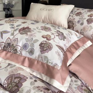 Premium quality 100% cotton plant digital printing green home textiles bedding set