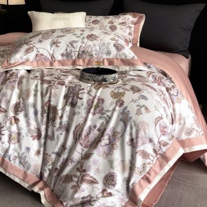 Premium quality 100% cotton plant digital printing green home textiles bedding set