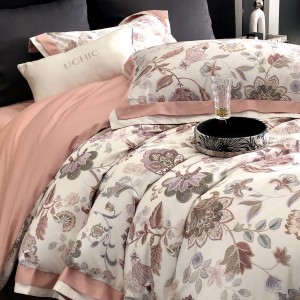 Premium quality 100% cotton plant digital printing green home textiles bedding set