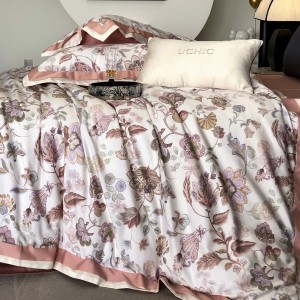 Premium quality 100% cotton plant digital printing green home textiles bedding set