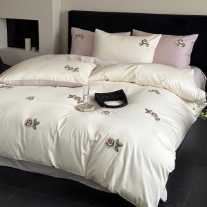 High quality 100% cotton home textiles white towel embroidery bedding set supplier