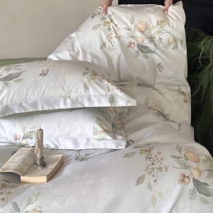 Pastoral style 4pcs home textiles green bed sheet 100% cotton digital printing bedding set