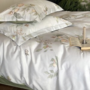 Pastoral style 4pcs home textiles green bed sheet 100% cotton digital printing bedding set