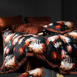 100% long-staple cotton high class digital printing duvet cover pillowcases black and red bedding set