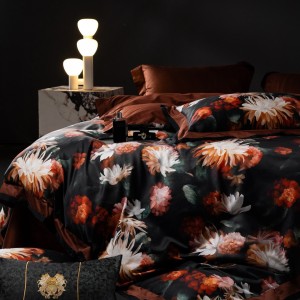 100% long-staple cotton high class digital printing duvet cover pillowcases black and red bedding set