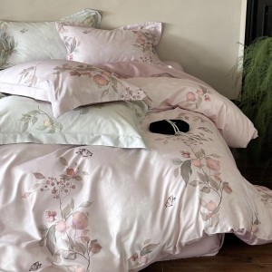 Pastoral style 4pcs home textiles green bed sheet 100% cotton digital printing bedding set