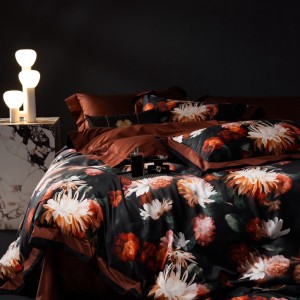 100% long-staple cotton high class digital printing duvet cover pillowcases black and red bedding set