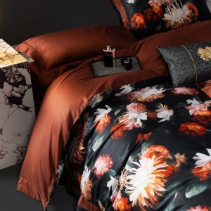 100% long-staple cotton high class digital printing duvet cover pillowcases black and red bedding set