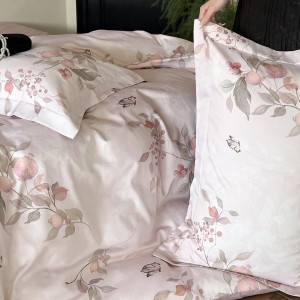 Pastoral style 4pcs home textiles green bed sheet 100% cotton digital printing bedding set