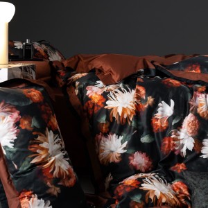 100% long-staple cotton high class digital printing duvet cover pillowcases black and red bedding set