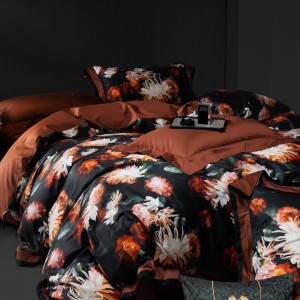 100% long-staple cotton high class digital printing duvet cover pillowcases black and red bedding set