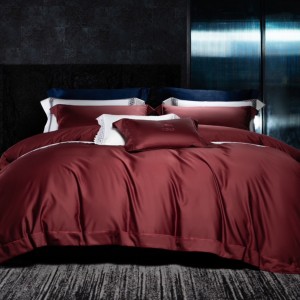 200 thread count 100% Egyptian cotton custom embroidery red bedding set