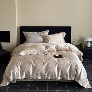 Luxury 4 pcs home textiles grey bed sheet jacquard bedding set supplier