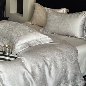 Luxury 4 pcs home textiles grey bed sheet jacquard bedding set supplier