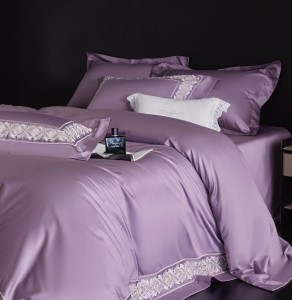 Luxury 100 count long staple cotton custom heavy duty lace duvet cover bedding set