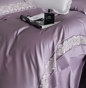 Luxury 100 count long staple cotton custom heavy duty lace duvet cover bedding set