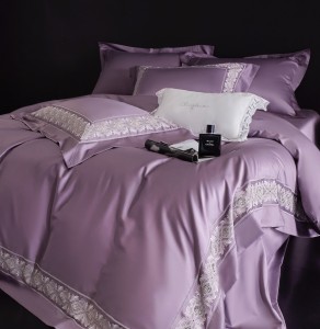 Luxury 100 count long staple cotton custom heavy duty lace duvet cover bedding set