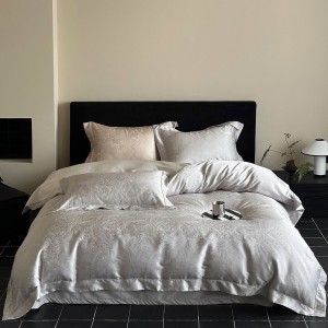 Luxury 4 pcs home textiles grey bed sheet jacquard bedding set supplier