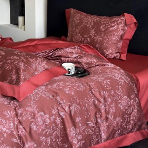 Hot selling 4 pcs cotton home textiles red patchwork duvet cover digital printing bedding set