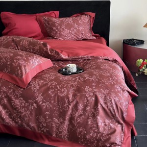 Hot selling 4 pcs cotton home textiles red patchwork duvet cover digital printing bedding set