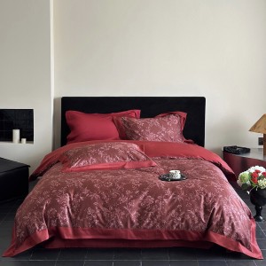 Hot selling 4 pcs cotton home textiles red patchwork duvet cover digital printing bedding set