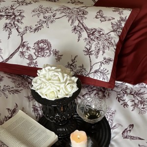 Premium digital printing home textiles red patchwork cotton bedding set supplier