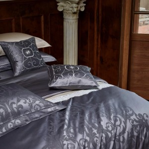 High-end deep blue color-woven jacquard 120s Egyptian long-staple cotton bedding set