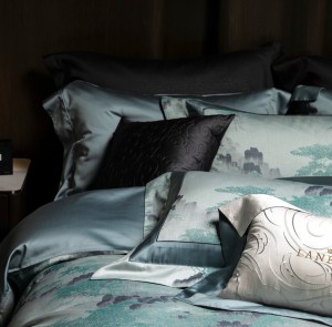 Luxury home textile color-woven jacquard green 100s Egyptian long-staple cotton duvet cover bedding set