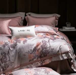 100s Egyptian long-staple cotton pink color-woven jacquard quit cover bedding set