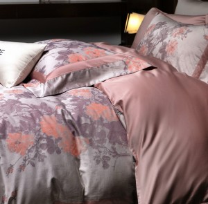 100s Egyptian long-staple cotton pink color-woven jacquard quit cover bedding set