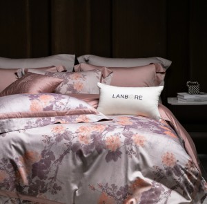 100s Egyptian long-staple cotton pink color-woven jacquard quit cover bedding set