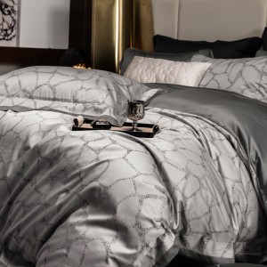 Organic ultrafine tencel quilted bedspread yarn-dyed jacquard bed cover high grade bedding set