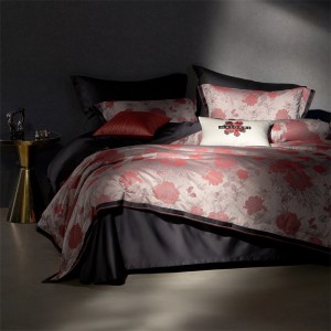 Premium home textile 80s long-staple cotton yarn-dyed jacquard breathable bedding set