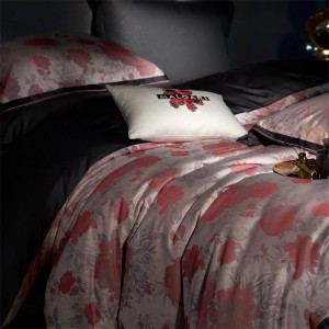 Premium home textile 80s long-staple cotton yarn-dyed jacquard breathable bedding set