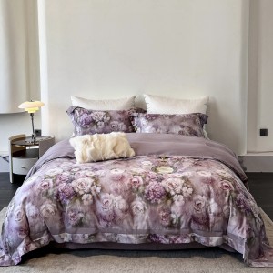 High-grade Tencel cotton brushed digital printing quilt cover bed sheet four-pieces bedding set