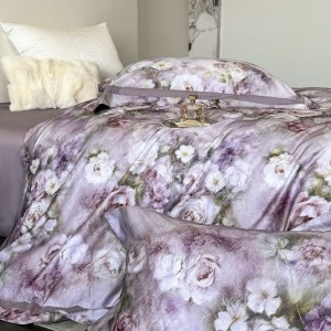 High-grade Tencel cotton brushed digital printing quilt cover bed sheet four-pieces bedding set