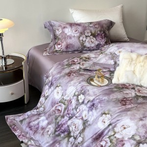 High-grade Tencel cotton brushed digital printing quilt cover bed sheet four-pieces bedding set