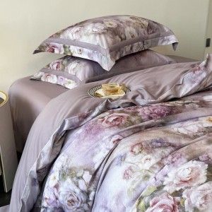 High-grade Tencel cotton brushed digital printing quilt cover bed sheet four-pieces bedding set