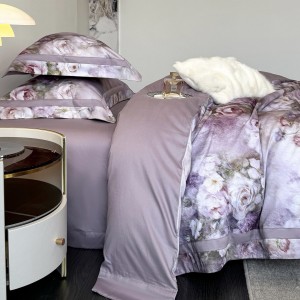 High-grade Tencel cotton brushed digital printing quilt cover bed sheet four-pieces bedding set