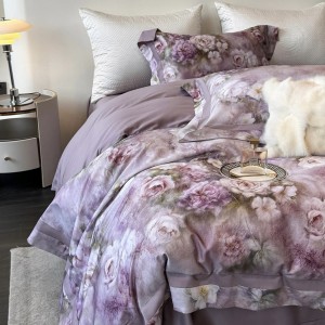 High-grade Tencel cotton brushed digital printing quilt cover bed sheet four-pieces bedding set