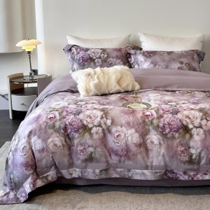 High-grade Tencel cotton brushed digital printing quilt cover bed sheet four-pieces bedding set