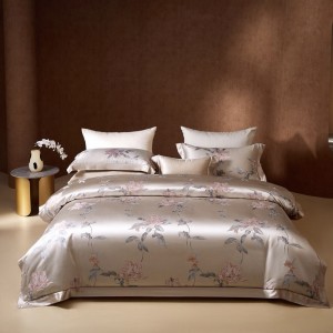 100% heavy weight mulberry silk yarn-dyed jacquard luxury bedroom home textile pink bedding set