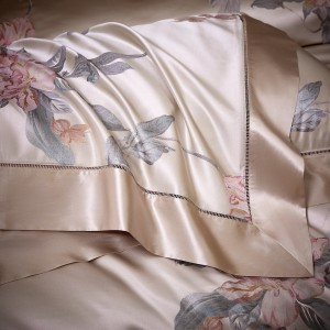 100% heavy weight mulberry silk yarn-dyed jacquard luxury bedroom home textile pink bedding set