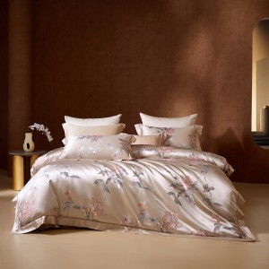 100% heavy weight mulberry silk yarn-dyed jacquard luxury bedroom home textile pink bedding set