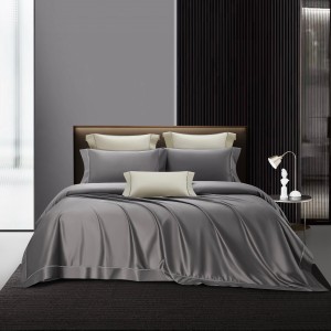 Grey 200-count pure cotton luxury customized solid color hollow bedding set