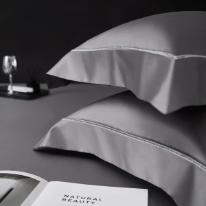 Grey 200-count pure cotton luxury customized solid color hollow bedding set